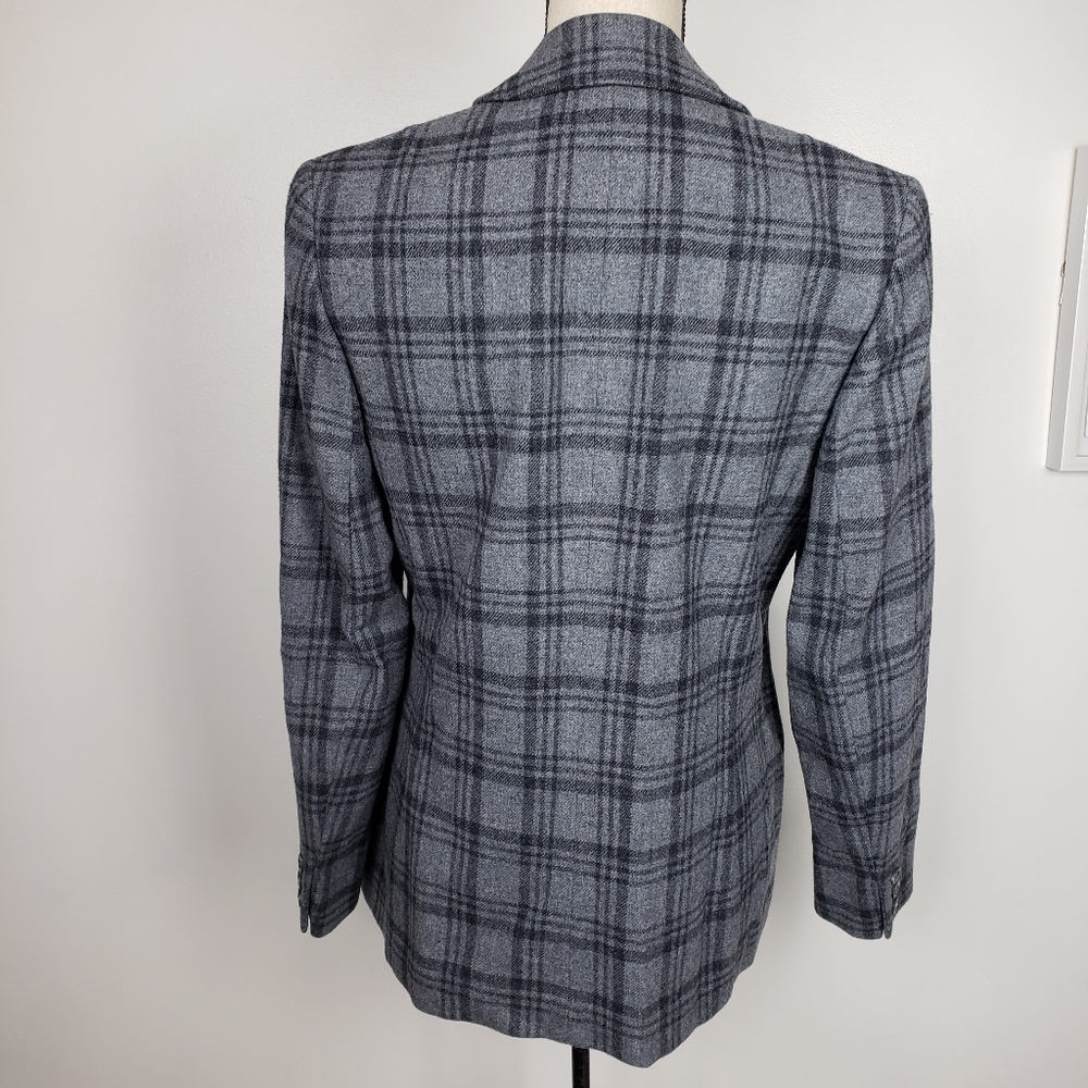 Pendleton Gray Wool Plaid Button Front Blazer 10 - image 3